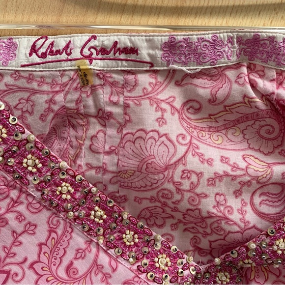 Robert Graham Sonnet Floral Paisley Embellished tunic top pink - Picture 6 of 14